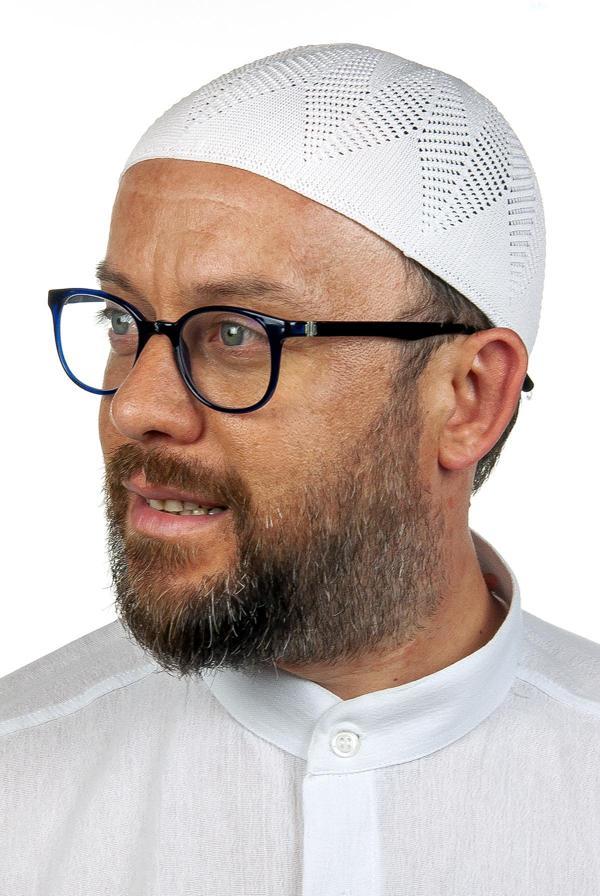 Berra Çelik Örme Dantel Namaz Takkesi Beyaz 1 Adet - Image 1