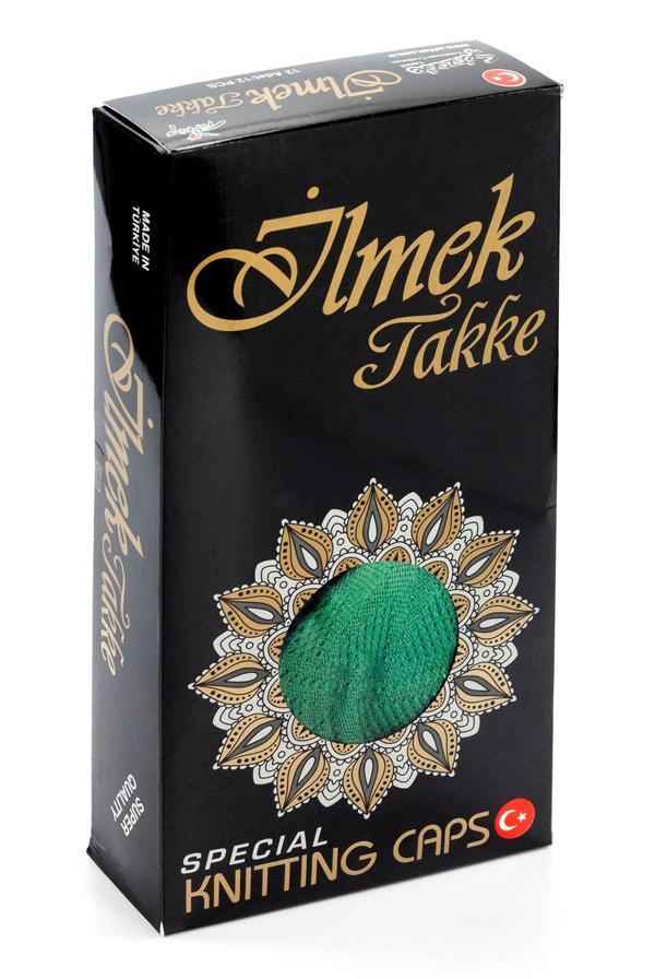 İlmek Dantel Örme Namaz Takkesi - Yeşil - Image 1