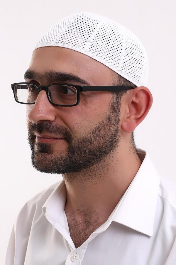 Makine Örme Likralı Dantel Namaz Takkesi - Image 1