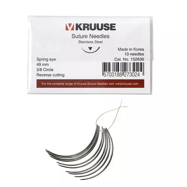Sütür İğnesi Spring Eye 3/8 Keskin 49 mm 10/pk - Image 1