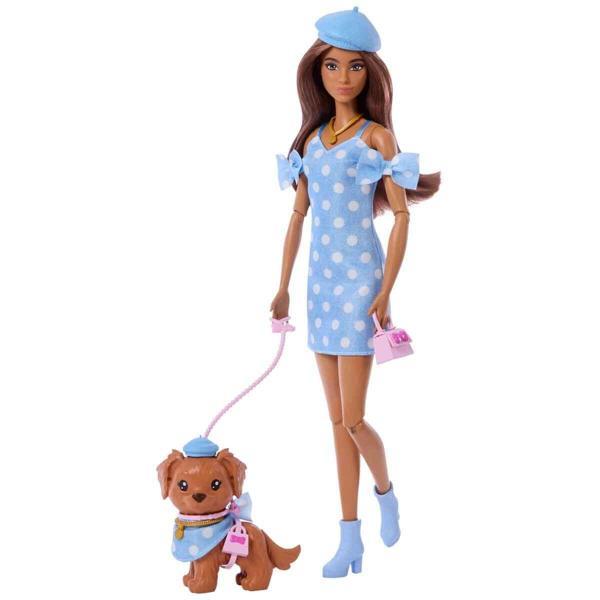 Barbie Uyumlu Dostlar Kahverengi Saçlı Bebek ve Köpekçiği JFP38 - Image 1