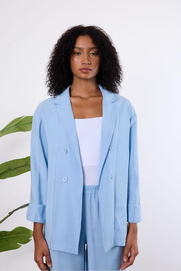 Bebe Mavisi Regular Astarsız Mevsimlik Ceket - Image 1