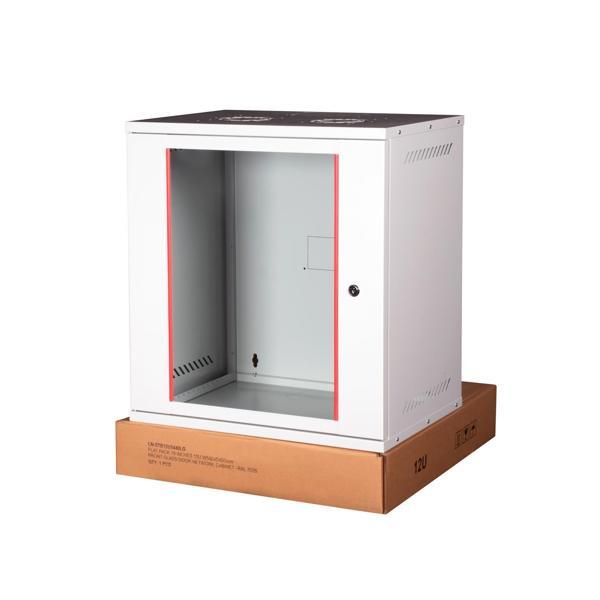LANDE - 12U 19" Cam Kapaklı Duvar Tipi Rack Kabinet – Genişlik: 544 mm | Derinlik: 400 mm – Açık Gri (Demonte) - Image 1