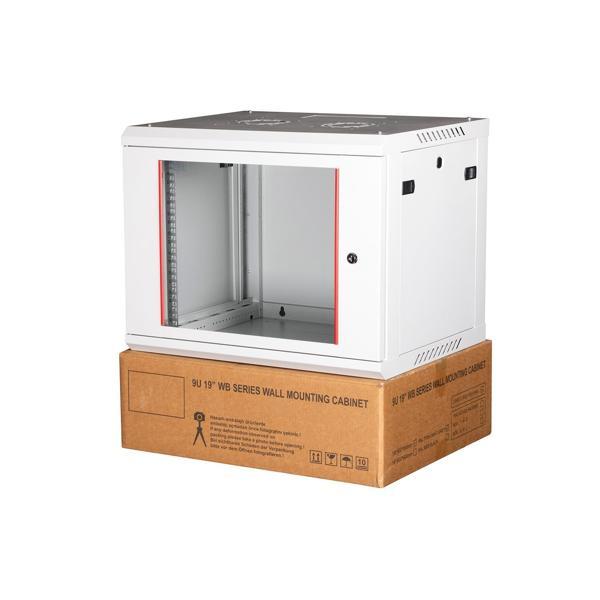 LANDE - 9U 19" Duvar Tipi Rack Kabinet – Genişlik: 600 mm | Derinlik: 450 mm – Açık Gri (Demonte) - Image 1