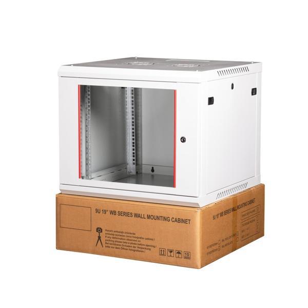 LANDE - 9U 19" Duvar Tipi Rack Kabinet – Genişlik: 600 mm | Derinlik: 600 mm – Açık Gri (Demonte) - Image 1