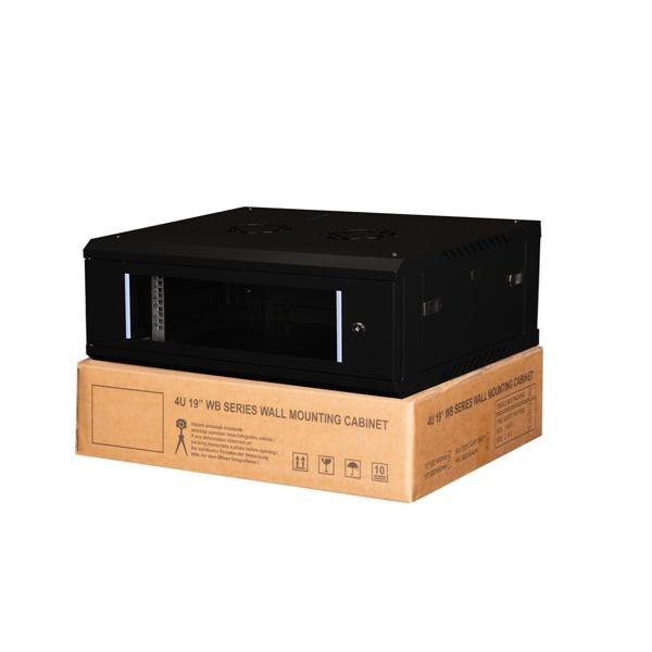 LANDE - 4U 19" Duvar Tipi Rack Kabinet – Genişlik: 600 mm | Derinlik: 450 mm – Siyah (Demonte) - Image 1
