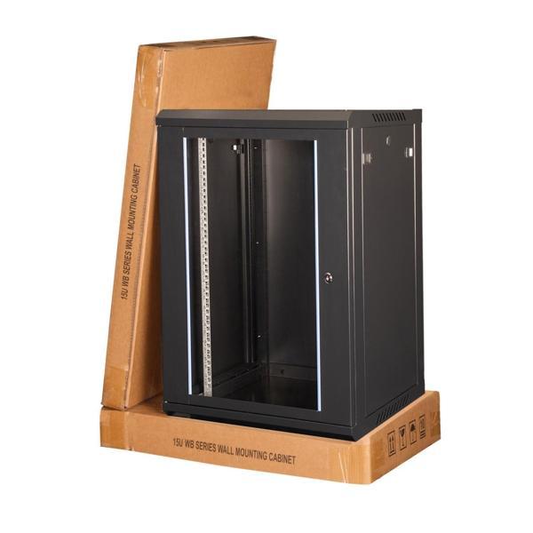 LANDE - 15U 19" Duvar Tipi Rack Kabinet – Genişlik: 600 mm | Derinlik: 450 mm – Siyah (Demonte) - Image 1