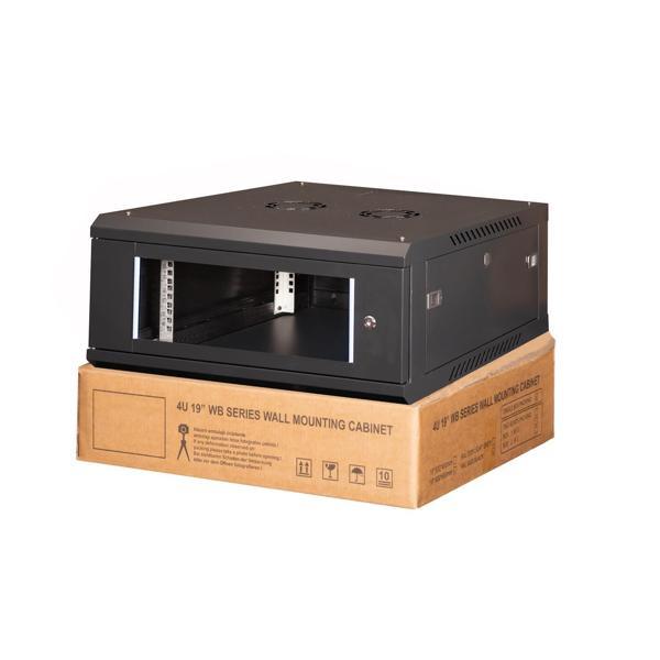 LANDE - 4U 19" Duvar Tipi Rack Kabinet – Genişlik: 600 mm | Derinlik: 600 mm – Siyah (Demonte) - Image 1