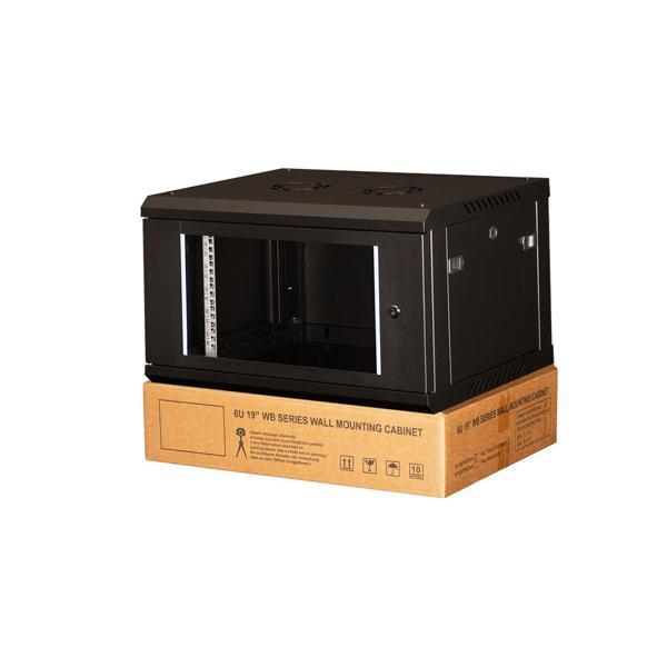 LANDE - 6U 19" Duvar Tipi Rack Kabinet – Genişlik: 600 mm | Derinlik: 450 mm – Siyah (Demonte) - Image 1