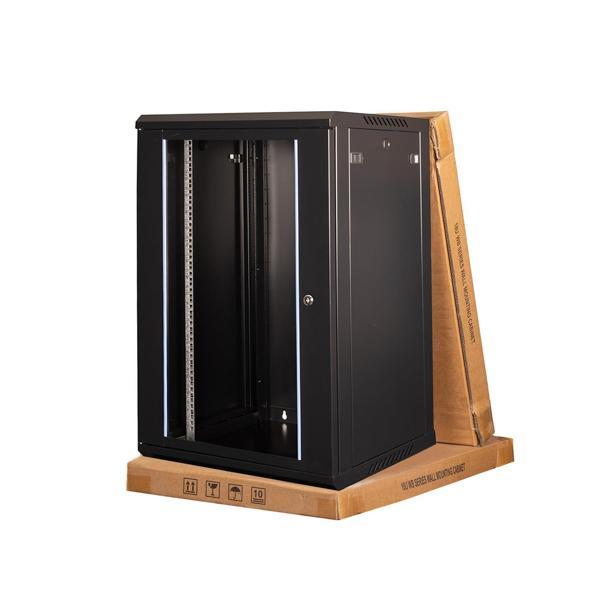 LANDE - 18U 19" Duvar Tipi Rack Kabinet – Genişlik: 600 mm | Derinlik: 450 mm – Siyah (Demonte) - Image 1