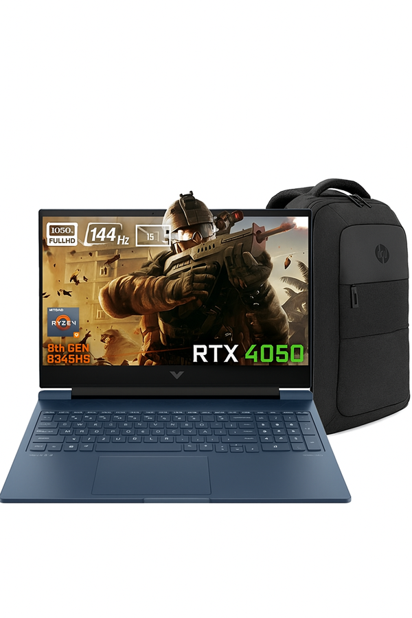 HP Victus 16-S1023NT AMD Ryzen 7-8845HS 9Z795EA FR73 16-GBDDR5 1 TBSSD RTX4050 6GB 16.1 inç 144Hz Full HD Windows 11 Home Gaming Laptop + Çanta - Image 1