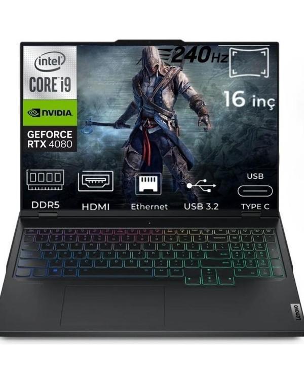 Lenovo Legion Pro 7 16IRX9H 83DE0086TR FR15 Intel Core i9-14900HX 48 GB DDR5 2 TB RTX4080 12GB 175W 240Hz WQXGA  Windows 11 Home 16" Gaming Laptop - Image 1
