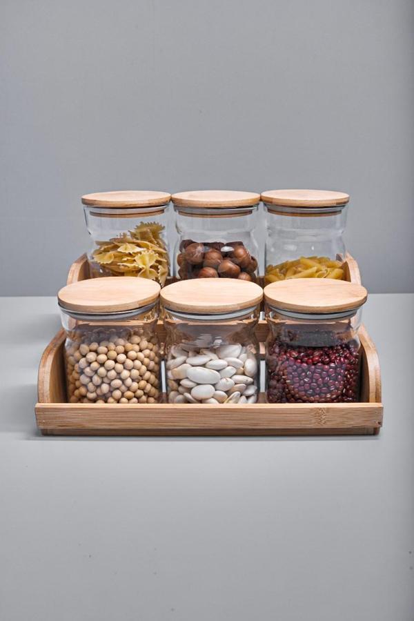 Sky 6'lı Standlı Cam Kavanoz Saklama Takımı - Image 1