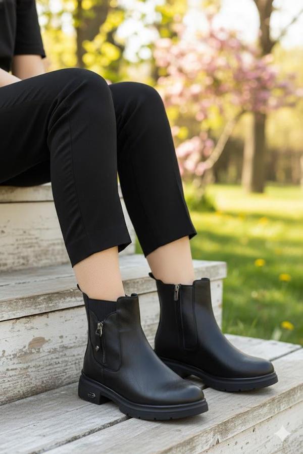 Fort 222263 Ventes Rahat Sıcak Astar Kaymaz Taban Fermuarlı Kadın Bot - Image 1