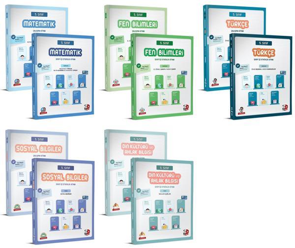 3D 2026 5. Sınıf Matematik + Türkçe + Fen + Sosyal + Din Etkinlik + Çalışma Kitabı Seti 10 Kitap - 3D Yayınları - Image 1