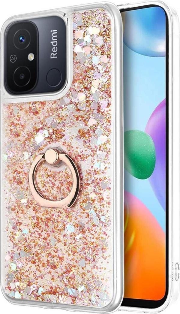 Microsonic Xiaomi Redmi 12C Kılıf Glitter Liquid Holder Gold - Image 1