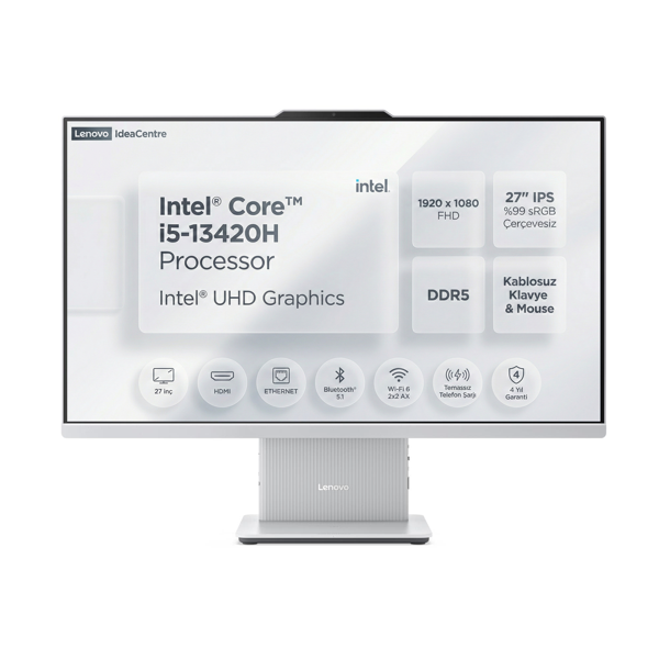 Lenovo IdeaCentre 27IRH9 i5-13420H 32GB 1TB SSD 27" FHD Freedos All In One Bilgisayar F0HM0045TR 004 - Image 1