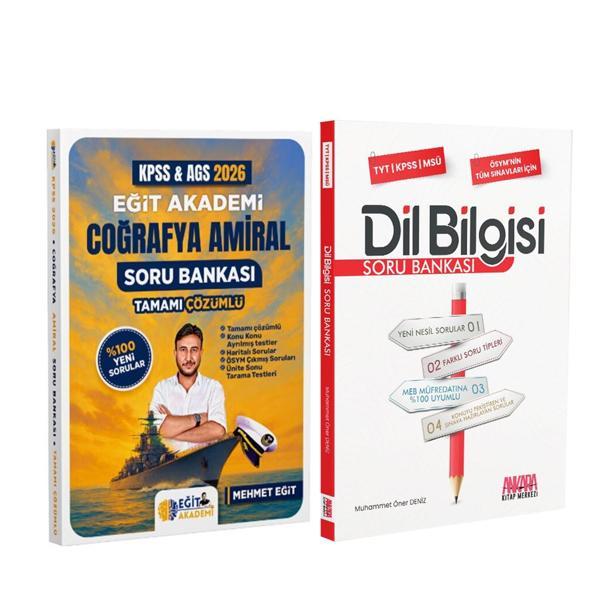 Eğit Akademi 2026 KPSS MEB AGS Coğrafya Amiral ve AKM Dil Bilgisi Soru Bankası Seti 2 Kitap - Mehmet Eğit - Image 1