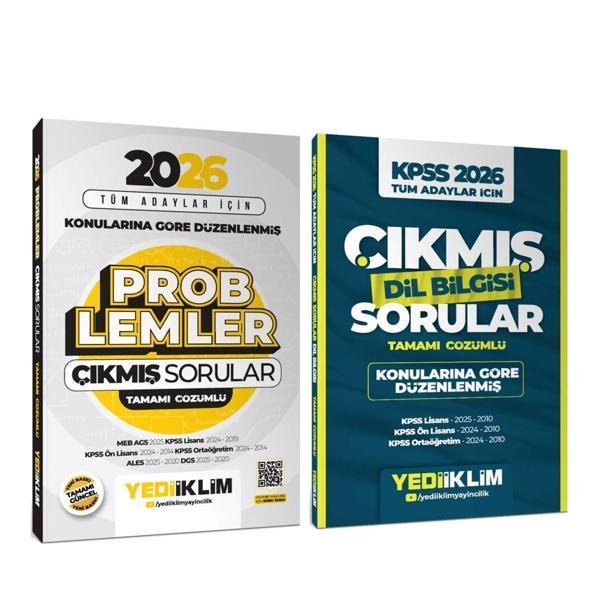 Yediiklim 2026 KPSS Problemler ve Dil Bilgisi Tüm Sınavlar İçin Konularına Göre Düzenlemiş Çıkmış Sorular Seti 2 Kitap - Yediiklim Yayınları - Image 1
