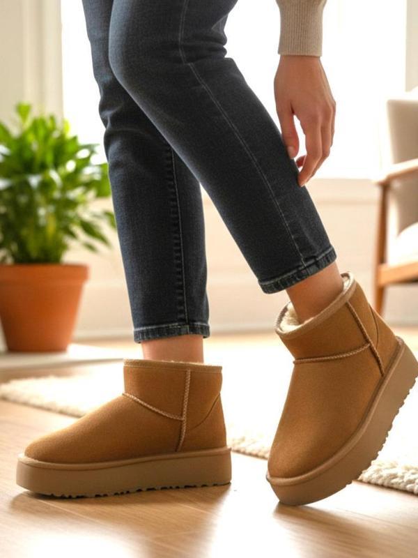 Kadın Taba Ultra Mini Süet Kısa Bilek Kışlık Sıcak Tutan İçi Kürklü Kışlık Taban Bot - Image 1