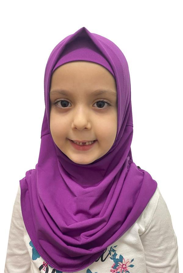 Pratik Hazır Geçmeli Çocuk Eşarp Fuşya - Image 1
