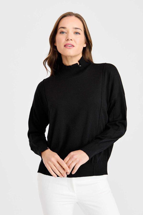 Two Mail Kadın Nervürlü Bluz 22157 Siyah - Image 1