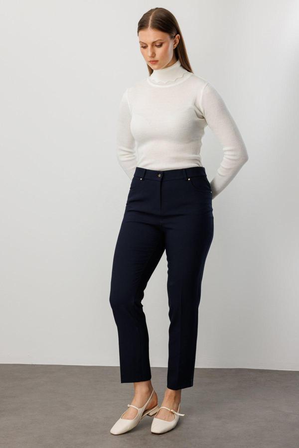 Ekol Kadın Büyük Beden Dar Paça Pantolon 1009 Lacivert - Image 1