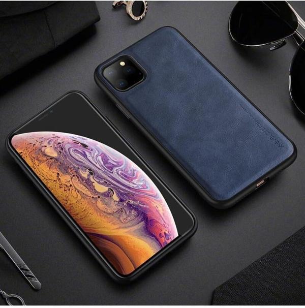 Apple iPhone 13 Pro Max Hakiki Deri, Darbeye Dayanıklı Arka Telefon Kapak Lacivert - Image 1