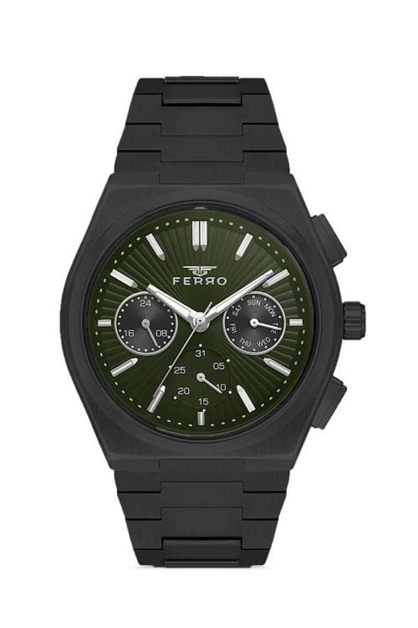 Ferro FM11452A-V2 Quartz Çelik Siyah Yeşil Kadran 43 mm Erkek Kol Saati - Image 1