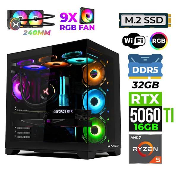 Xaser Nova X150 Ryzen 5 7600 32GB DDR5 Ram 1TB M.2 NVMe SSD 16GB RTX5060 Ti Sıvı Soğutmalı Oyuncu Tavsiye Sistem - Image 1