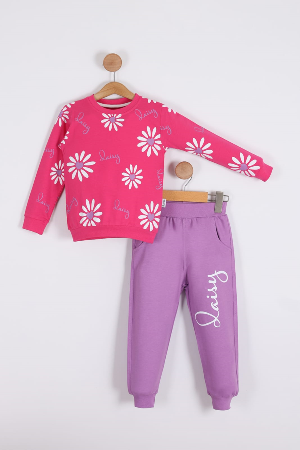 Papatya Motif Kız Çocuk Eşofman MNK0623 FUŞYA - Image 1