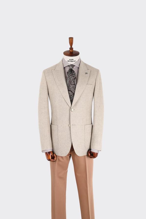 Kırlangıç Yaka Kruvaze Erkek Ceket-KAX5951W - Image 1