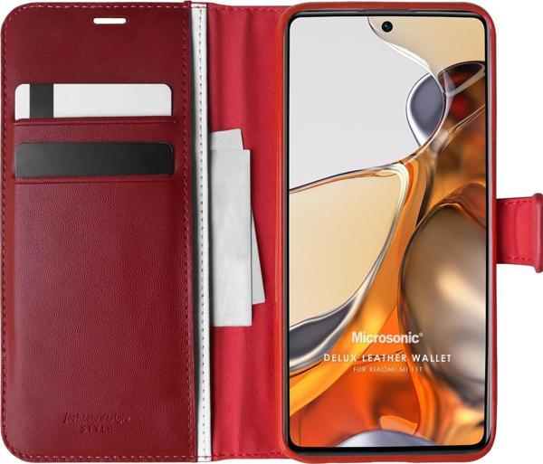 Microsonic Xiaomi Mi 11T Kılıf Delux Leather Wallet Kırmızı - Image 1