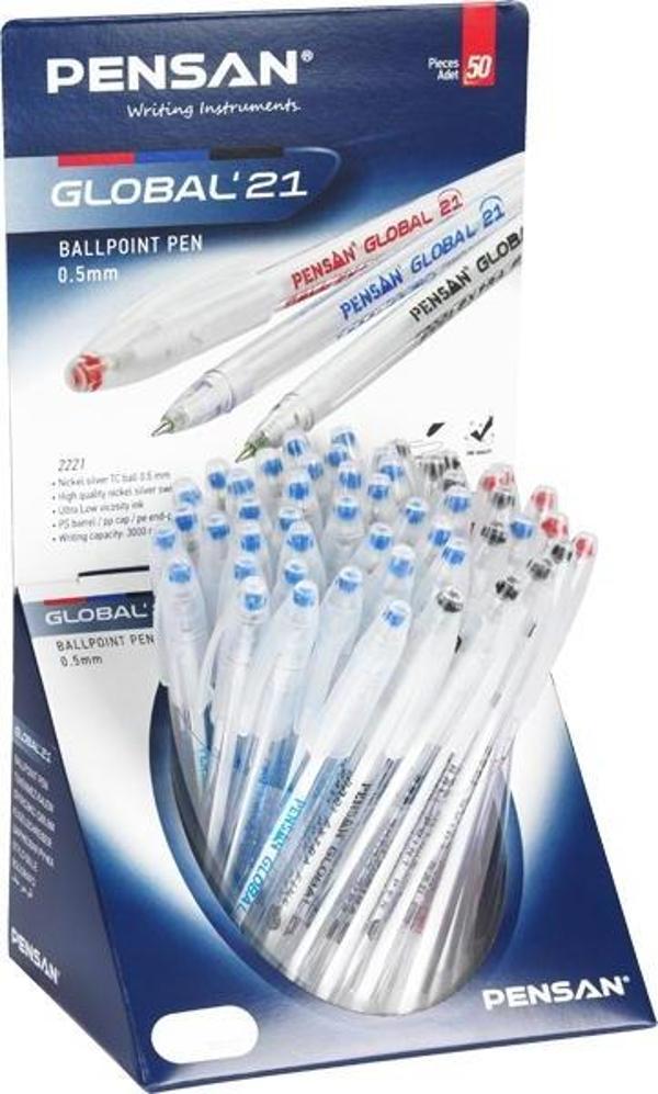 Pensan Tükenmez Kalem Global 0,5 Mm 3 Renk Karışık Msk Pe02221Tk00St (50 Li Paket) - Image 1
