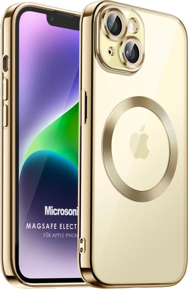 Microsonic Apple iPhone 13 Kılıf MagSafe Luxury Electroplate Gold - Image 1