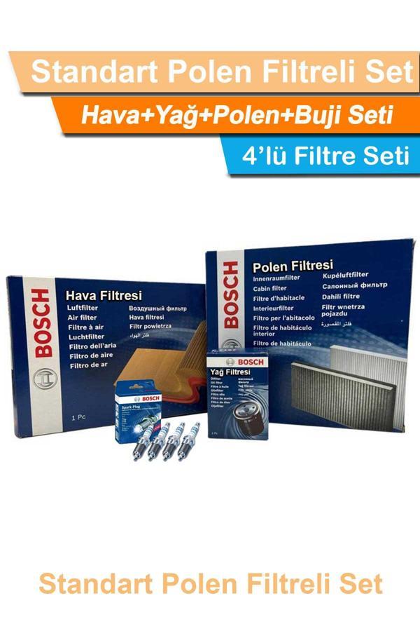 Ford Focus 3 1.6 Benzinli Bosch Filtre Bakım Seti 2011-2018 Hava+Yağ+Standart-Polen+Buji-Seti - Image 1