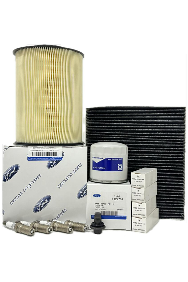 Ford Focus 2 1.6 Benzinli Filtre Bakım Seti 2008-2011 Hava+Yağ+Karbonlu Polen Filtresi+Buji Seti - Image 1