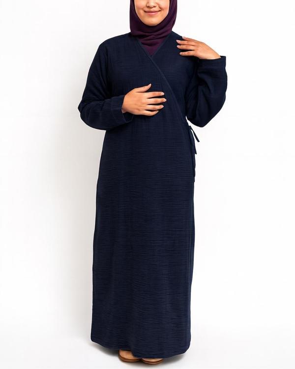 %100 Pamuk Müslin Namaz Elbisesi Yandan Bağlamalı -Terletmeyen Rahat Kumaş, 36-48 Beden, İbadet Kıyafeti - Image 1