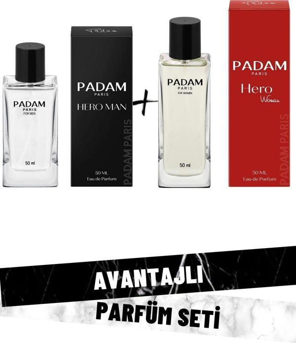 Padam Paris Hero Woman Kadın ve Hero Man Erkek Parfüm Seti PDMPMP07 - Image 1