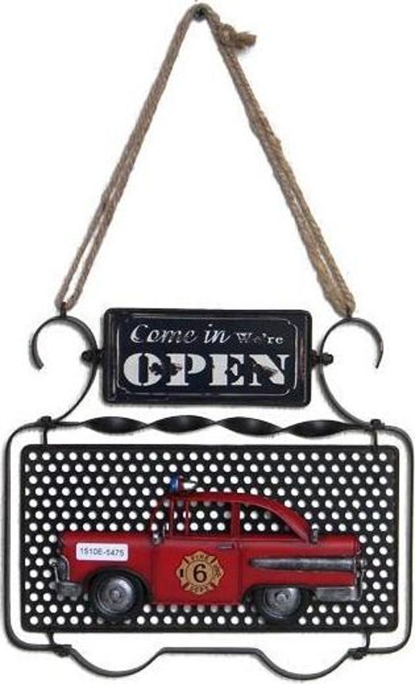 Dekoratif Metal Kapı Yazısı Araba Dekorlu Vintage Hediyelik - Image 1