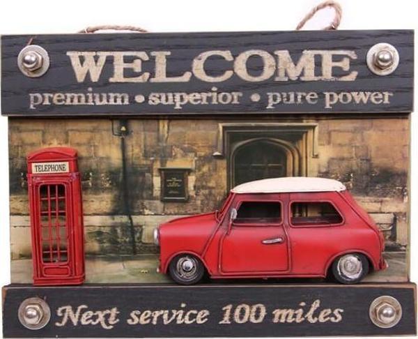 Dekoratif Metal Kapı Yazısı Araba ve Telefon Kulübesi Dekorlu - Image 1
