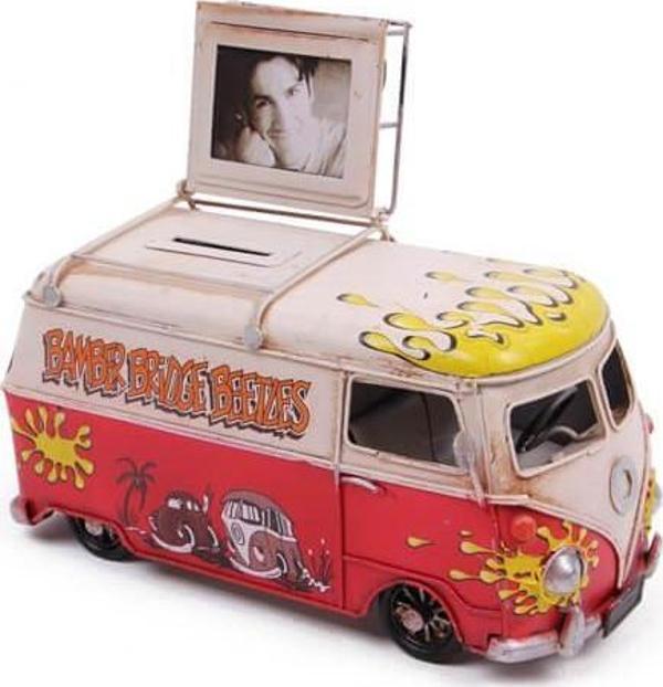 Dekoratif Metal Minibüs Çerçeveli ve Kumbaralı Hediyelik - Image 1