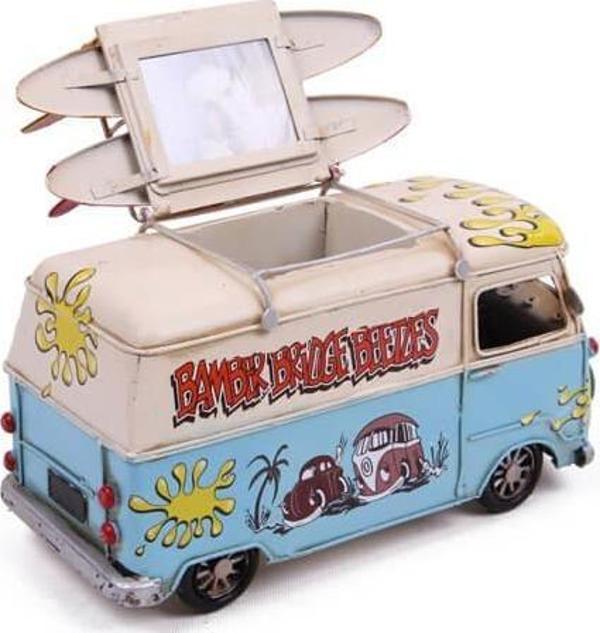 Peanelife Dekoratif Metal Minibüs Kalemlik ve Çerçeveli Hediyelik - Image 1