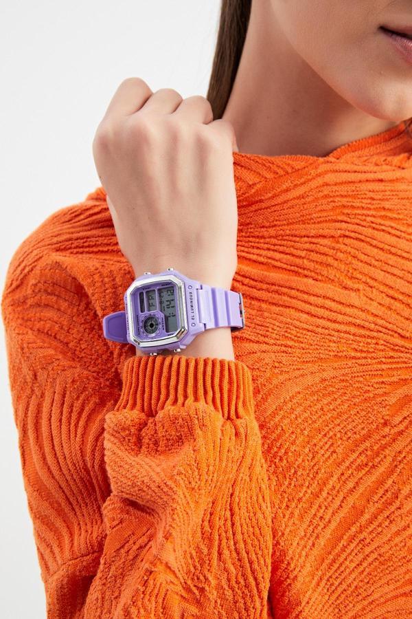 Manş Sport Serisi Dijital %100 Su Geçirmez Mor Kordon Unisex Kol Saati Pdms196 PDMSM103, one size - Image 1