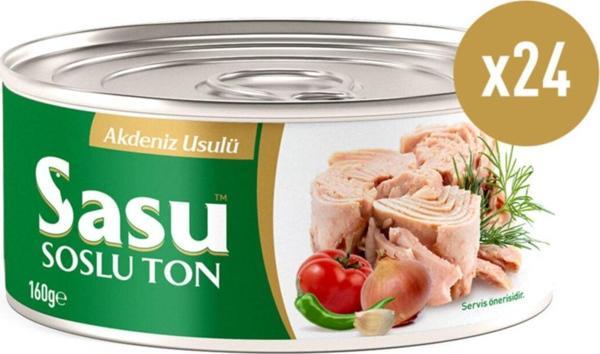 Sasu Akdeniz Usulü Ton Balığı 1 Koli 24x160 Gr Bütün Dilim - Image 1