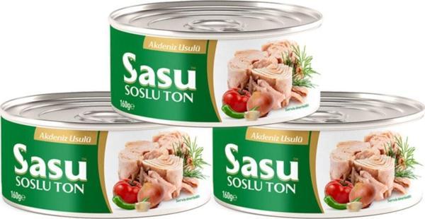 Sasu Akdeniz Usulü Ton Balığı 3 X 160 G Bütün Dilim - Image 1