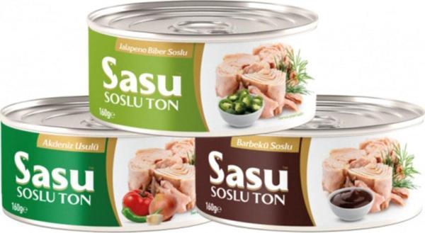 Sasu Barbekü Soslu Ton 160 gr Jalapeno Biberi Soslu Ton 160 gr Akdeniz Usulü Ton 160 gr - Image 1
