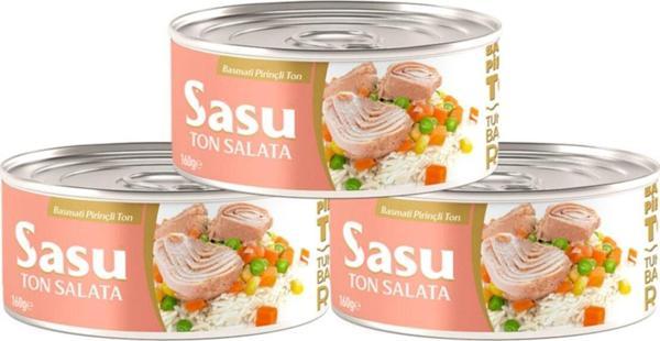 Sasu Basmati Pirinçli Ton Salata 3x160 gr Iri Parça - Image 1