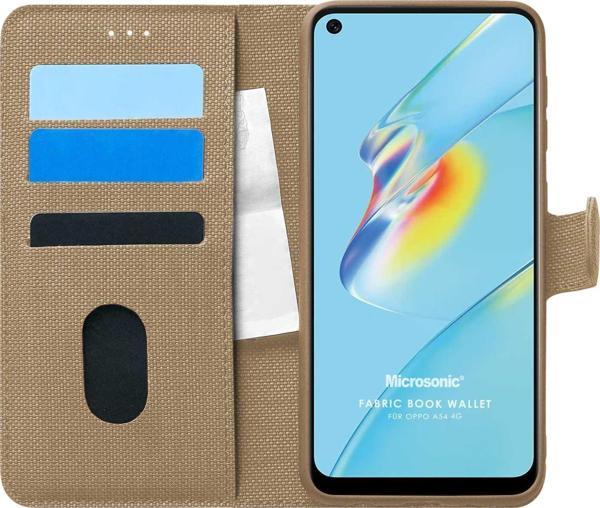 Microsonic Oppo A54 4G Kılıf Fabric Book Wallet Gold - Image 1