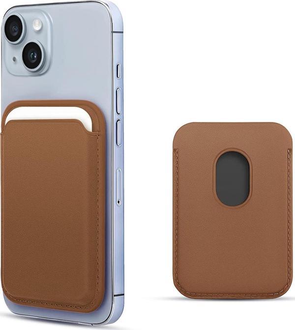 Microsonic Apple iPhone 15 Plus Leather Wallet MagSafe Kahverengi - Image 1